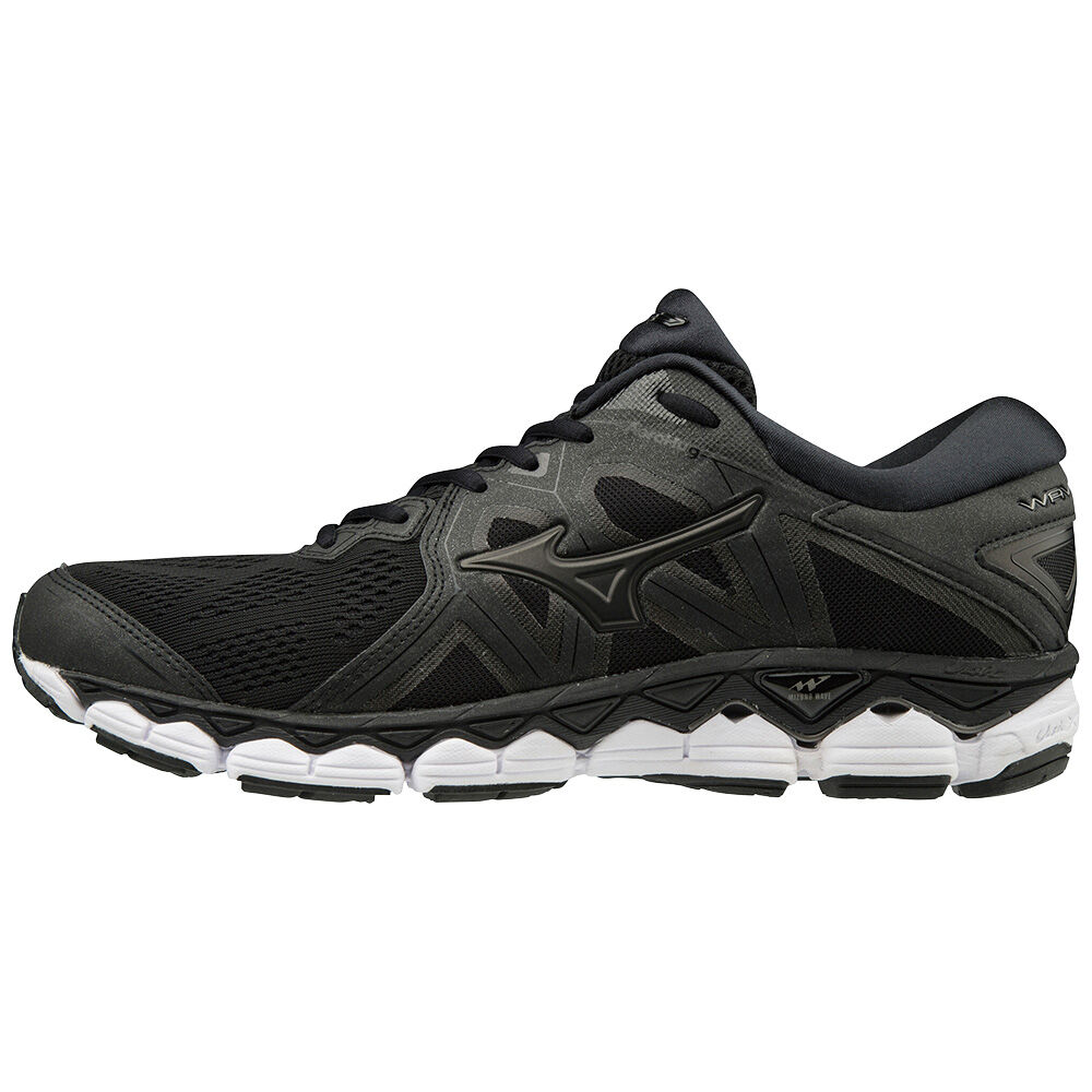 Panske Bezecke Topanky Mizuno WAVE SKY 2 Čierne/Siva Vypredaj QYPJ10625